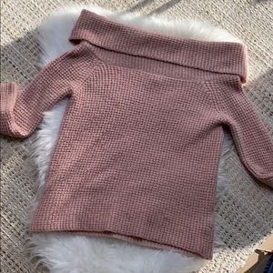 Light Pink off the shoulder knitted sweater